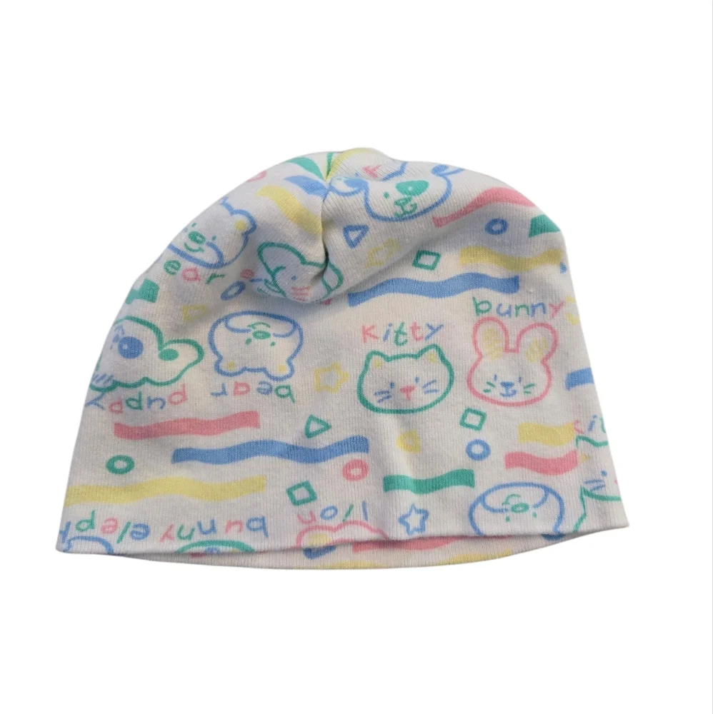 Vintage 1990s Pastel Patterned Newborn Baby Beanie Hat